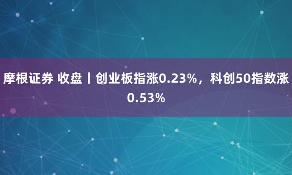 摩根证券 收盘丨创业板指涨0.23%，科创50指数涨0.53%