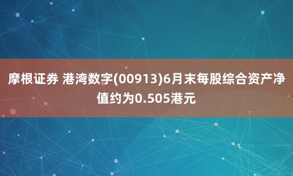 摩根证券 港湾数字(00913)6月末每股综合资产净值约为0.505港元